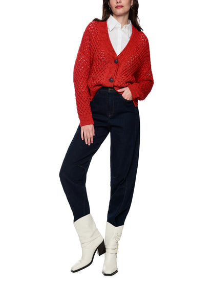 AJOUR TEXTURAL CARDIGAN AURORA RED