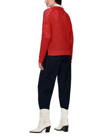 AJOUR TEXTURAL CARDIGAN AURORA RED