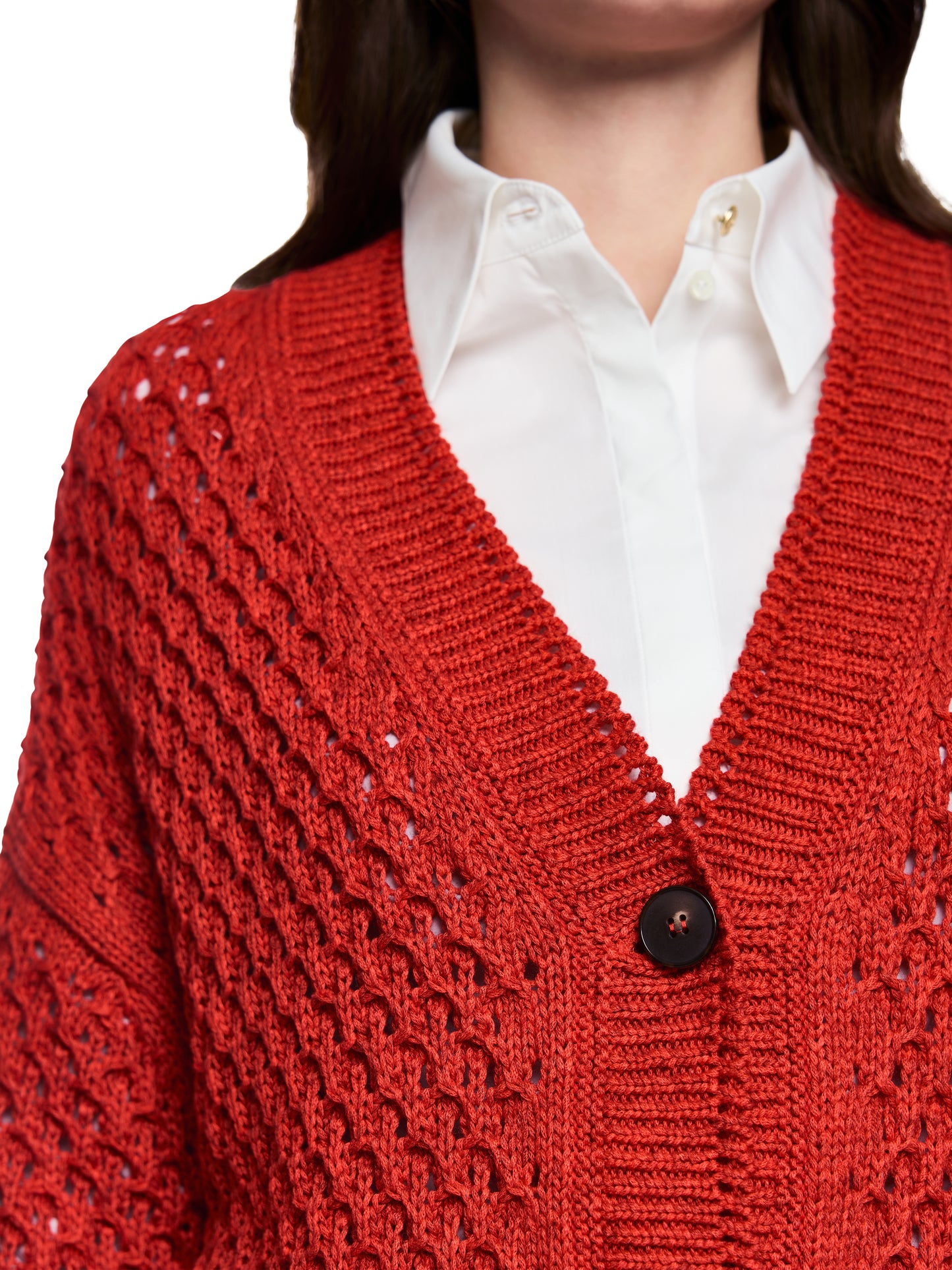 AJOUR TEXTURAL CARDIGAN AURORA RED
