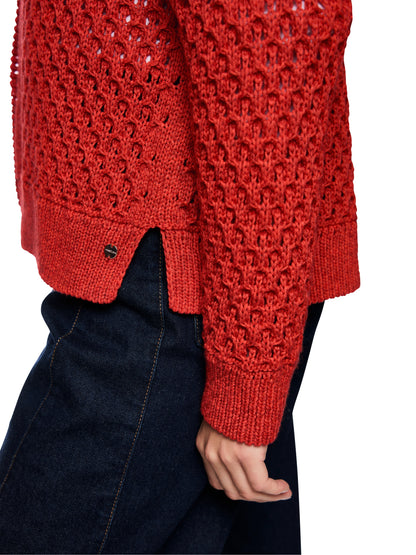 AJOUR TEXTURAL CARDIGAN AURORA RED
