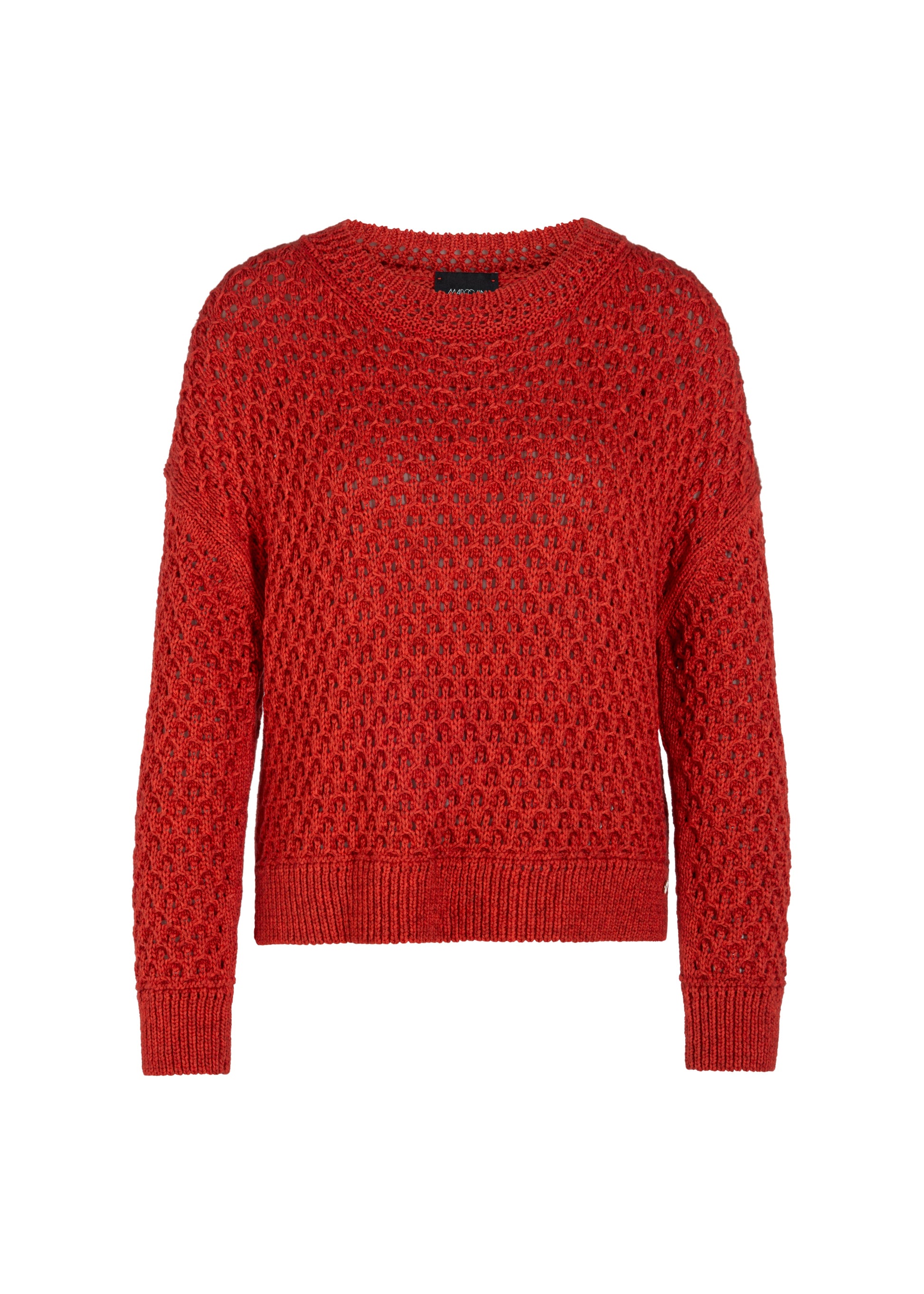 Red knitted sweater on a white background