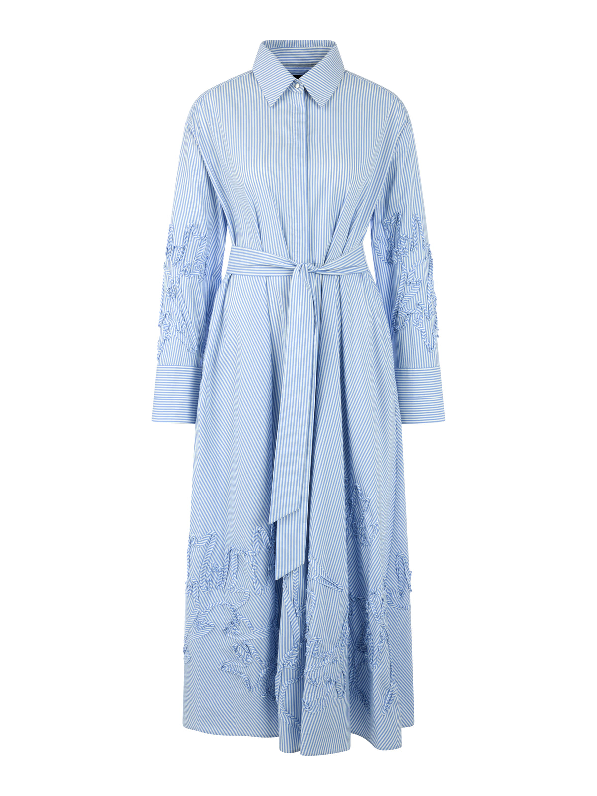 STRIPED MIDI SHIRT DRESS IN MAGICAL BLUE