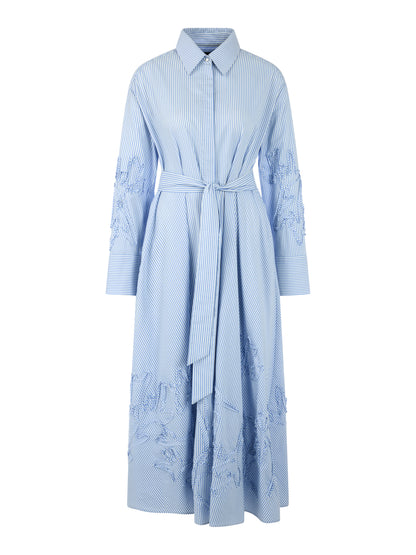 STRIPED MIDI SHIRT DRESS IN MAGICAL BLUE