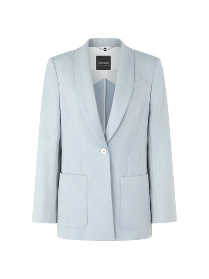 CASUAL BLAZER W SHAWL COLLAR IN MAGICAL BLUE