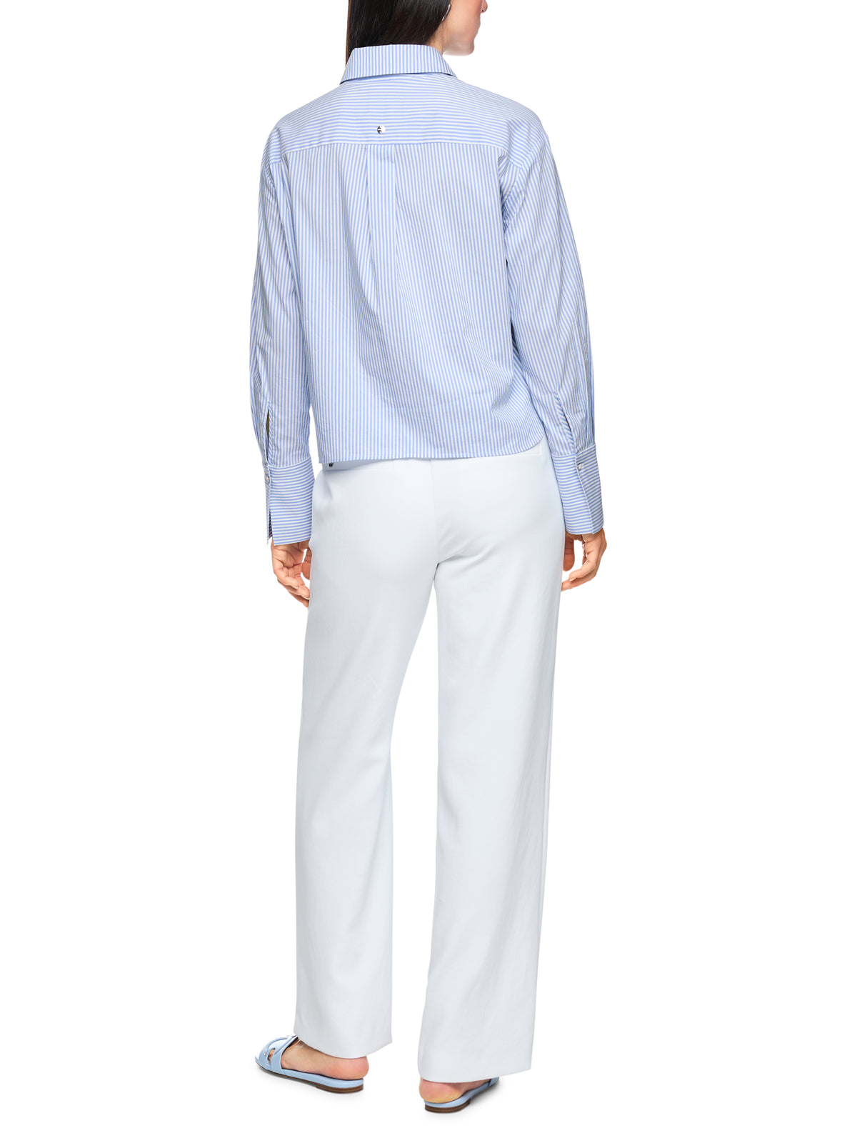 STRIPED SHIRT W FLORAL DETAILS IN MAGICAL BLUE