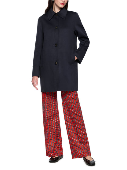 WOOL COAT W DECORATIVE STITCHING PERISCOPE
