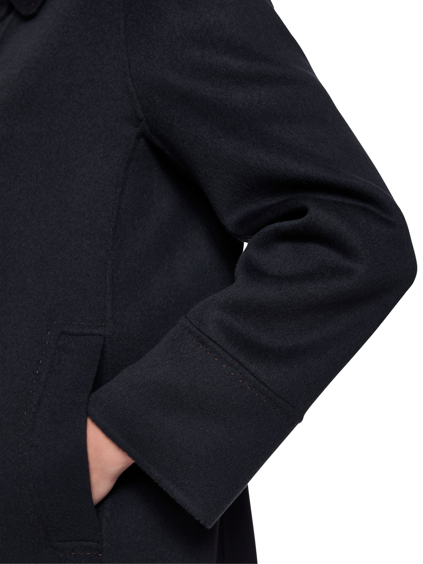 WOOL COAT W DECORATIVE STITCHING PERISCOPE