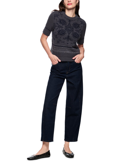 PAISLEY KNITTED S/SLEEVE TOP PERISCOPE