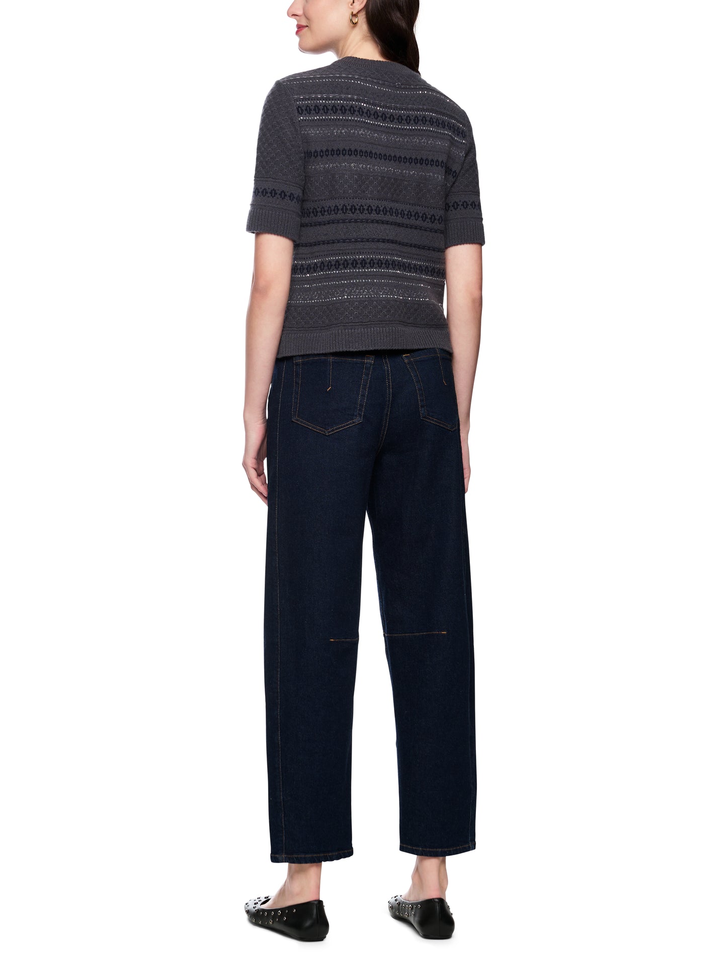 PAISLEY KNITTED S/SLEEVE TOP PERISCOPE