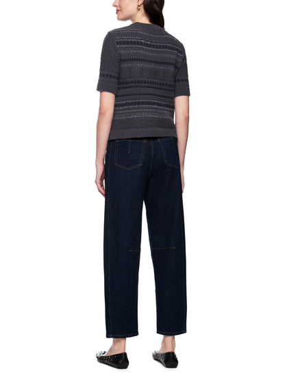 PAISLEY KNITTED S/SLEEVE TOP PERISCOPE