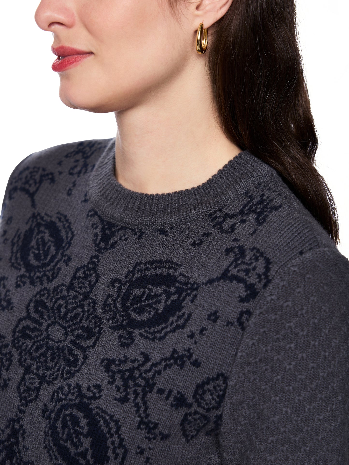 PAISLEY KNITTED S/SLEEVE TOP PERISCOPE