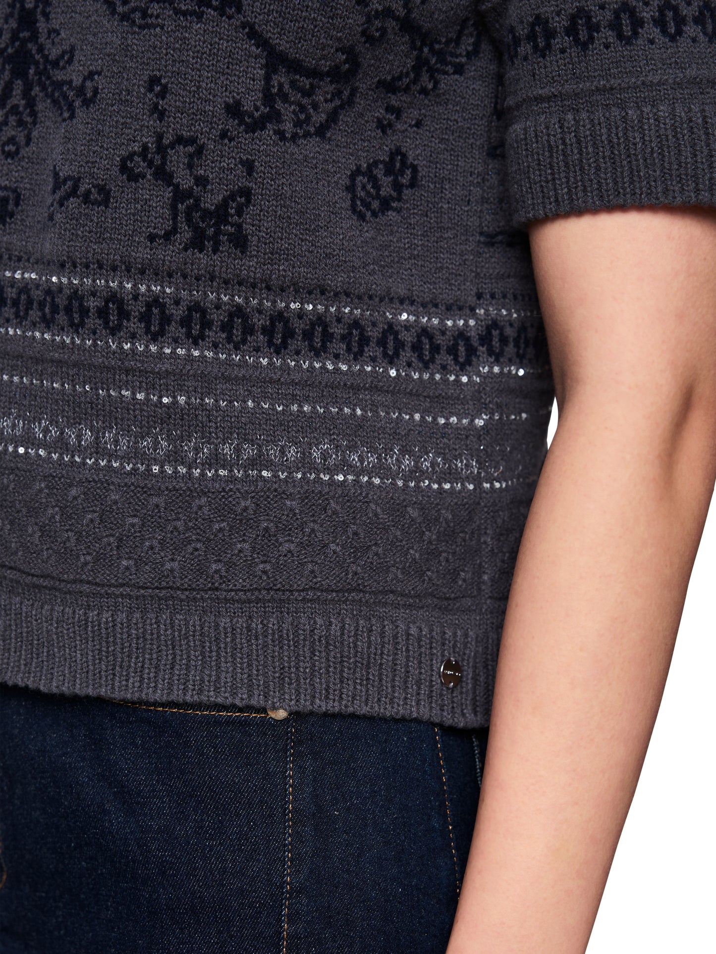 PAISLEY KNITTED S/SLEEVE TOP PERISCOPE