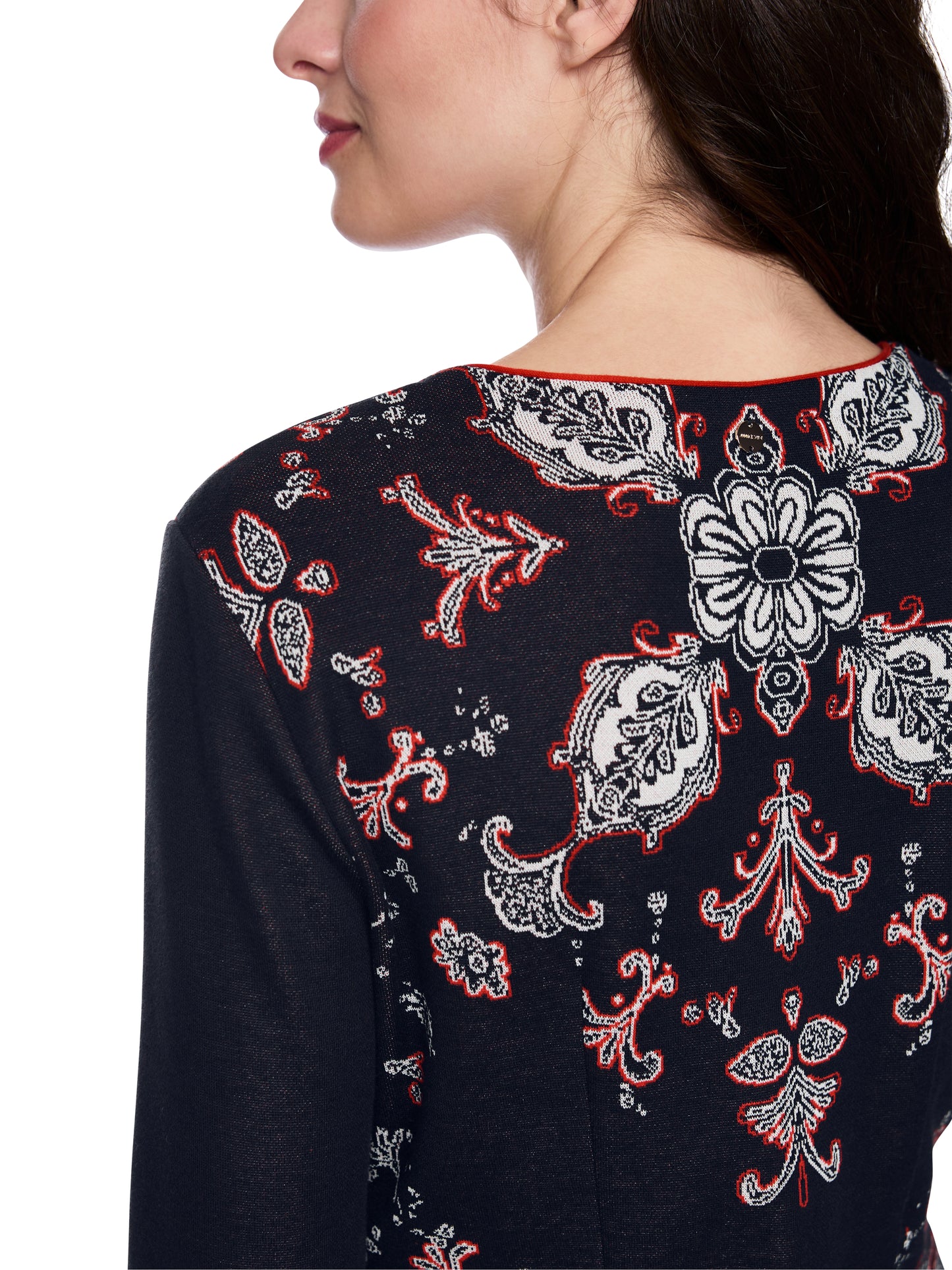 FINE JACQUARD PATTERN KNITTED DRESS NAVY