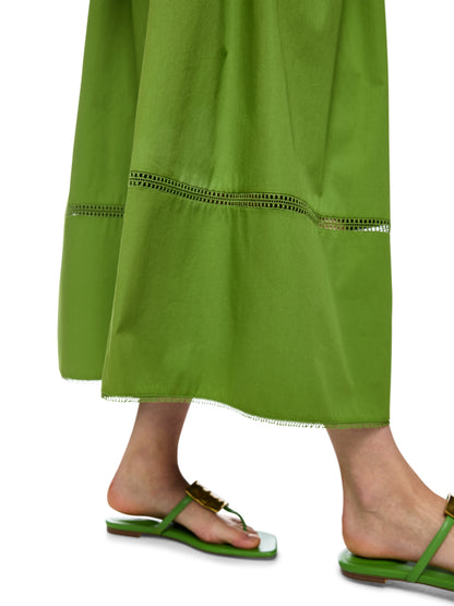 FLARED MAXI SKIRT W LACE IN SKIRT IN GARDEN GREEN