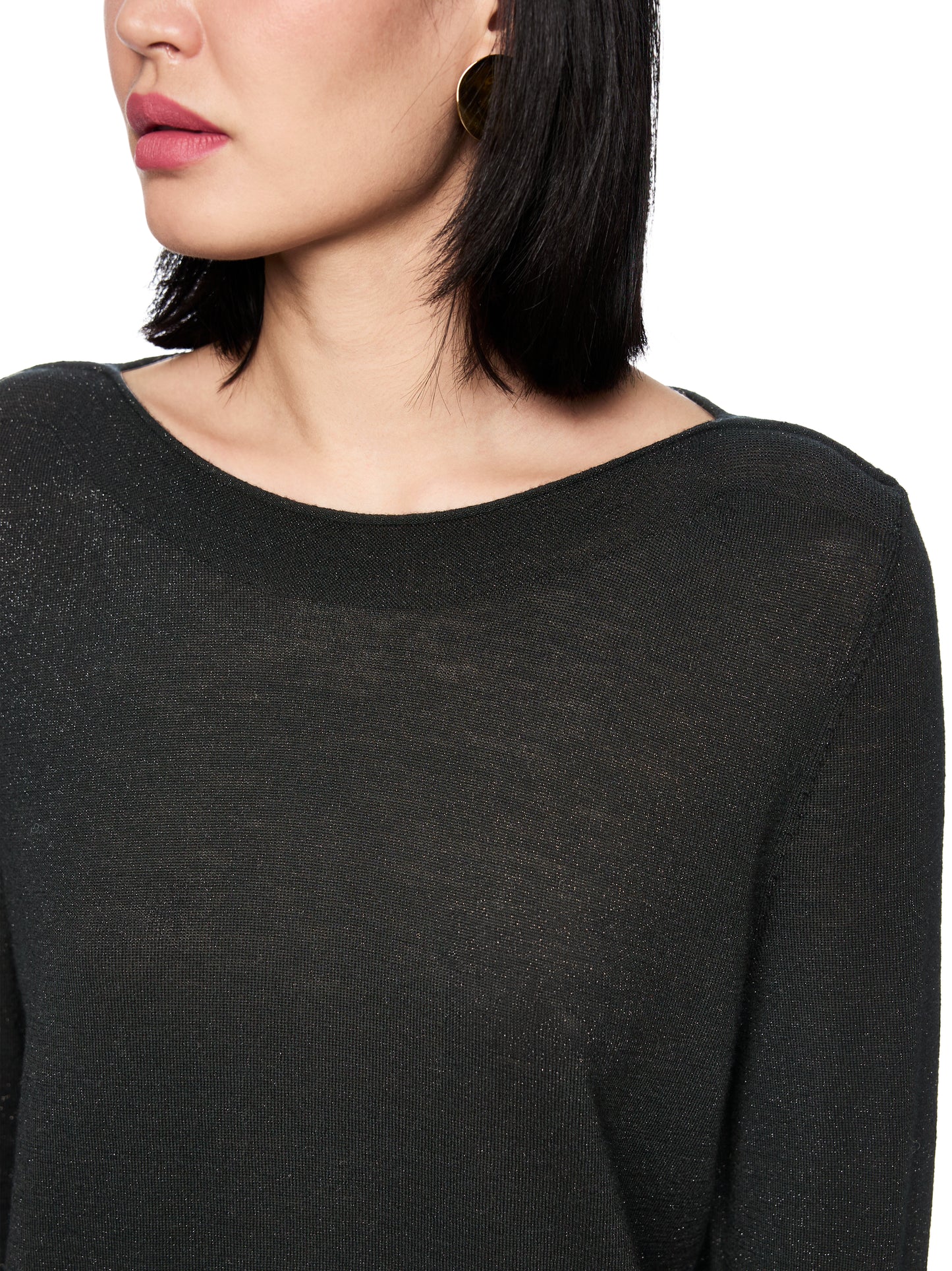 CREWNECK LUREX FINE WOOL BLEND KNIT BLACK