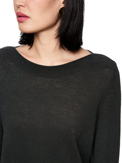 CREWNECK LUREX FINE WOOL BLEND KNIT BLACK