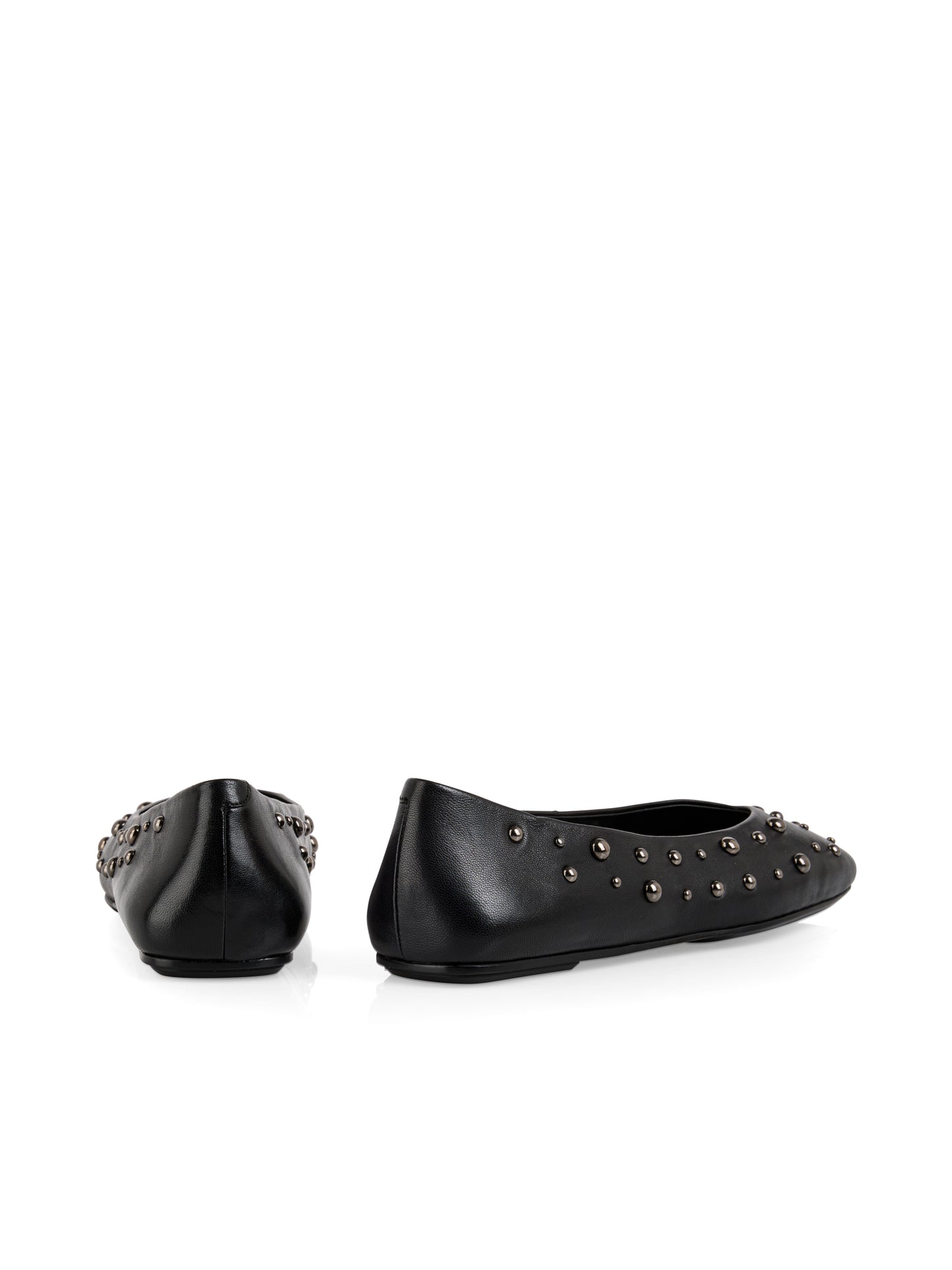 LEATHER BALLERINA FLATS W STUD BLACK