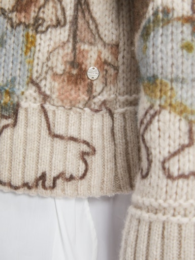 V-NECK KNIT W FLORAL PRINT