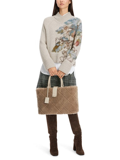 V-NECK KNIT W FLORAL PRINT