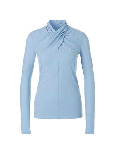 LONG SLEEVE PALE BLUE TOP WRAP EFFECT