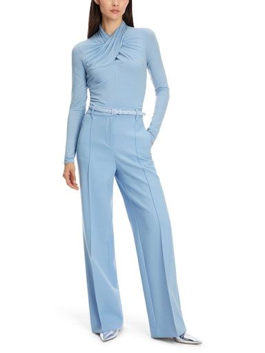 LONG SLEEVE PALE BLUE TOP WRAP EFFECT