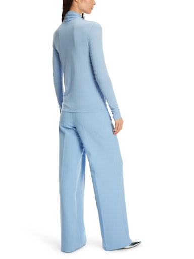 LONG SLEEVE PALE BLUE TOP WRAP EFFECT