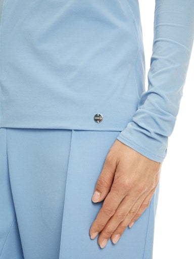 LONG SLEEVE PALE BLUE TOP WRAP EFFECT