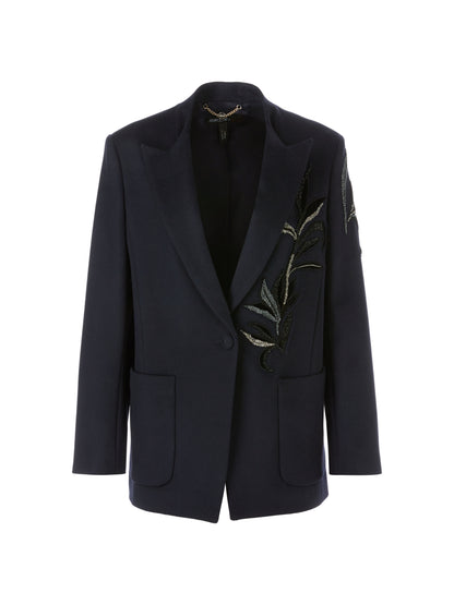 FLORAL GLITTER APPLIQUE BLAZER