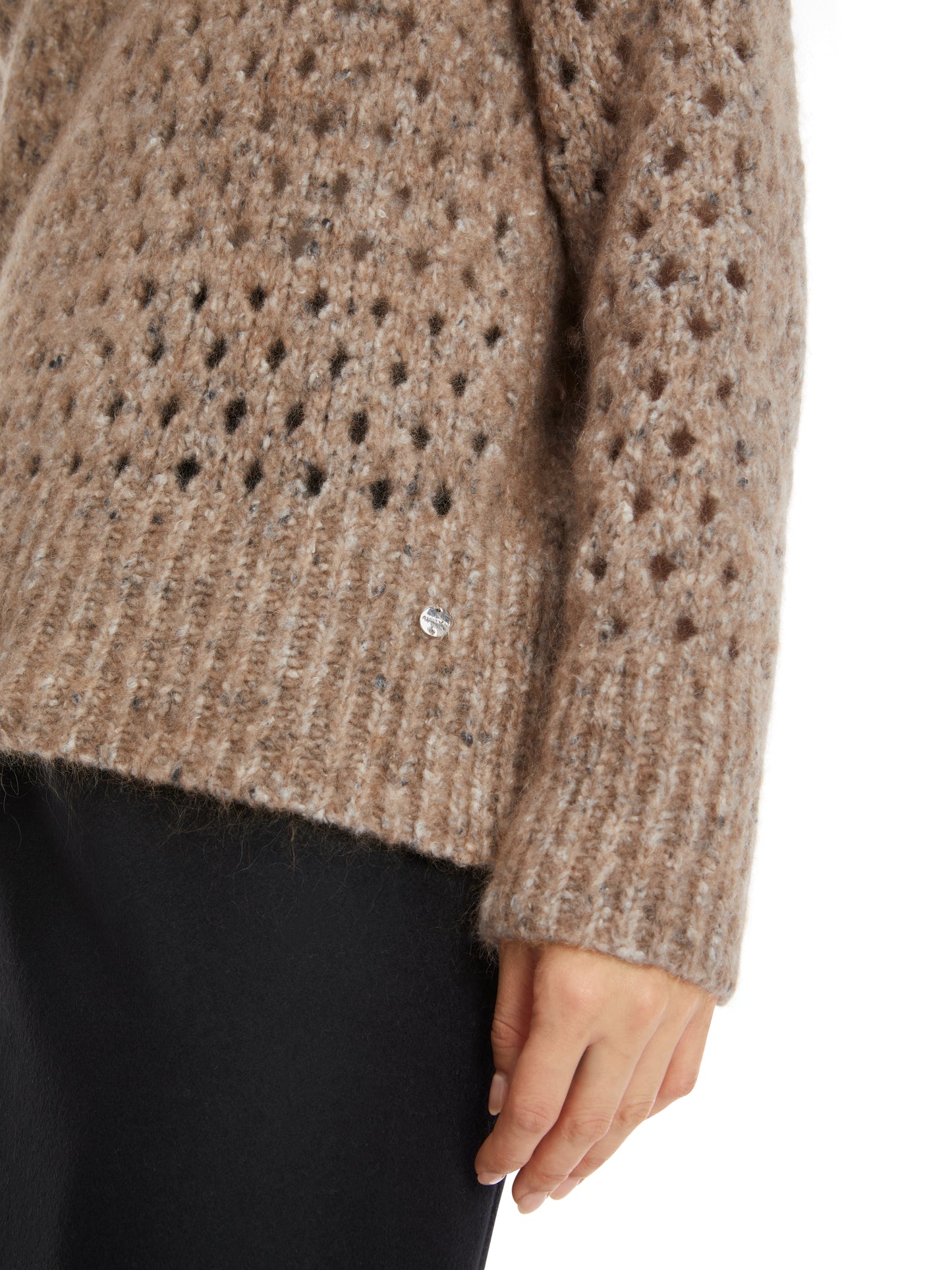 MOHAIR TURTLENECK MESH LOOK RIBBED KNIT