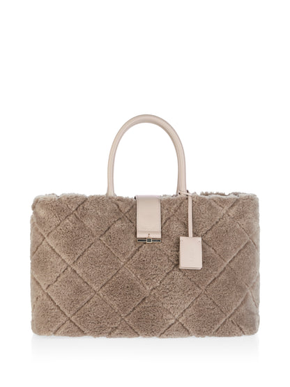 FAUX FUR CHECK TOTE