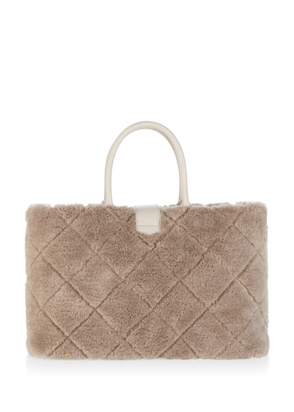 FAUX FUR CHECK TOTE