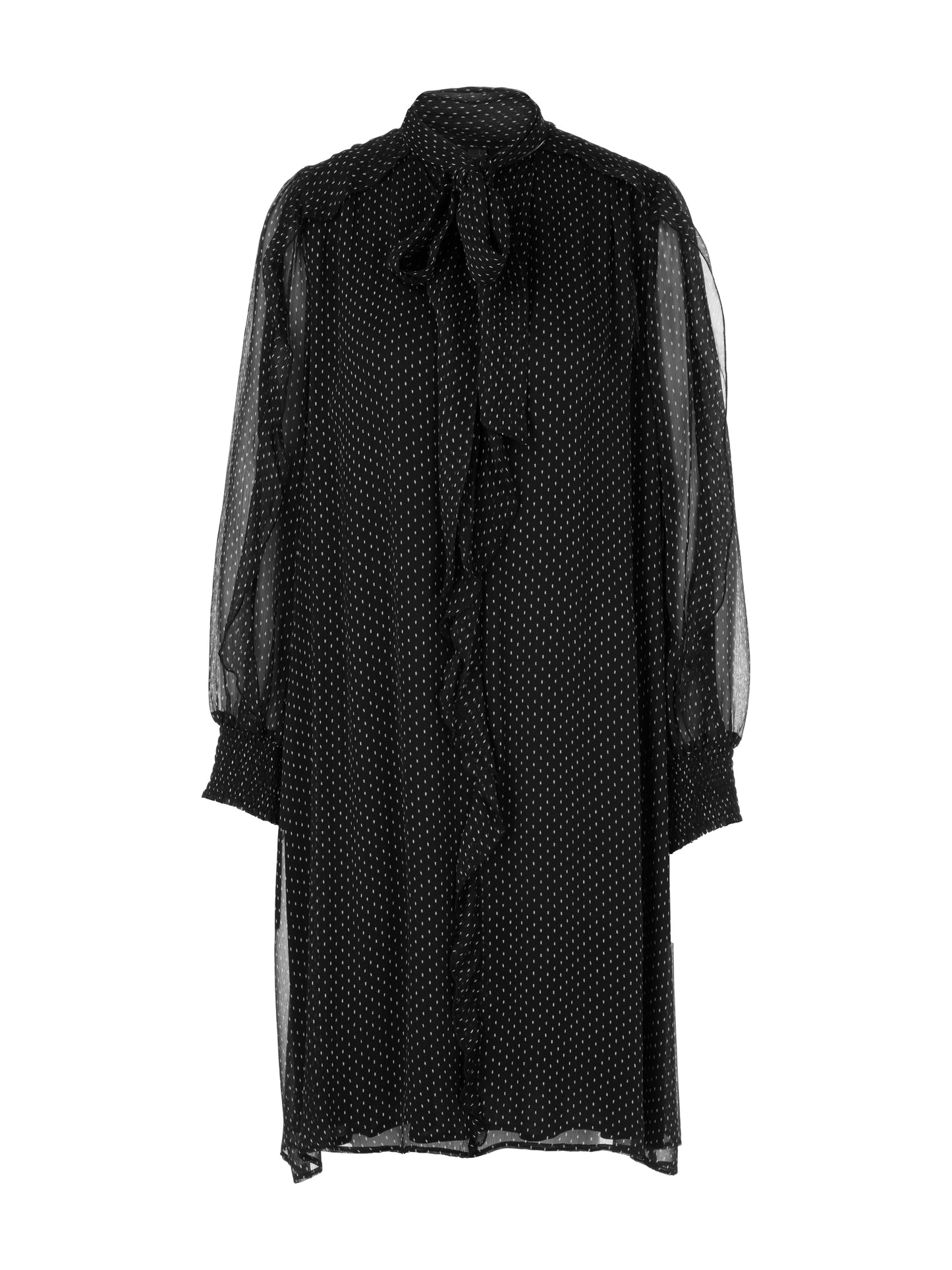 POLKADOT BLACK & WHITE DRESS W BOW TIE & RUFFLES