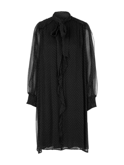 POLKADOT BLACK & WHITE DRESS W BOW TIE & RUFFLES