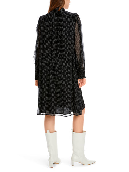 POLKADOT BLACK & WHITE DRESS W BOW TIE & RUFFLES