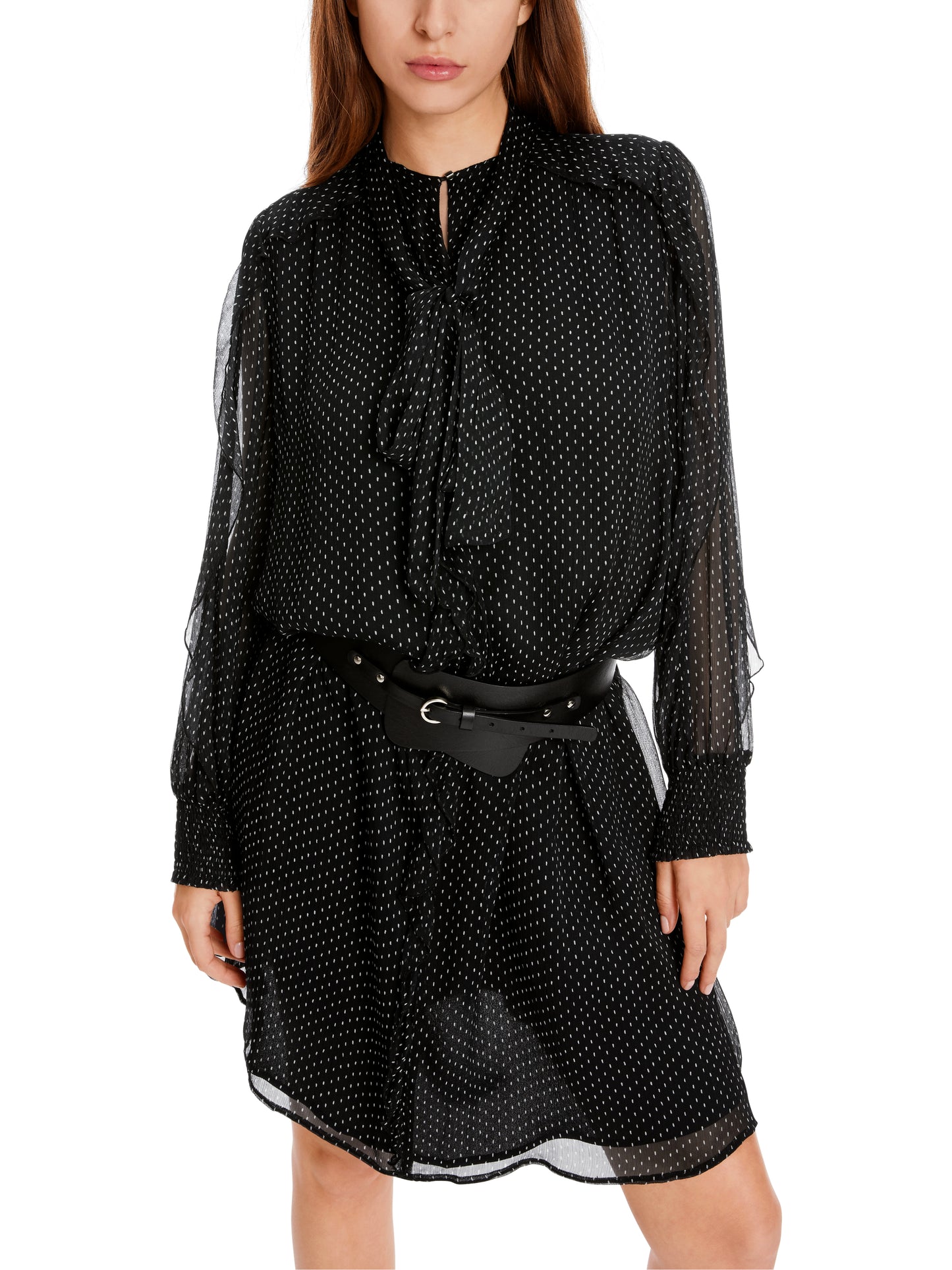 POLKADOT BLACK & WHITE DRESS W BOW TIE & RUFFLES