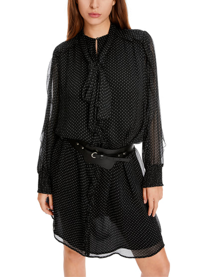 POLKADOT BLACK & WHITE DRESS W BOW TIE & RUFFLES