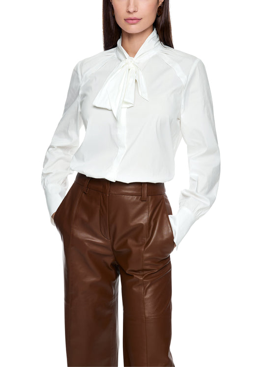 WHITE COTTON BLOUSE W LARGE BOW