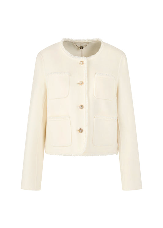 White jacket with buttons on a white background