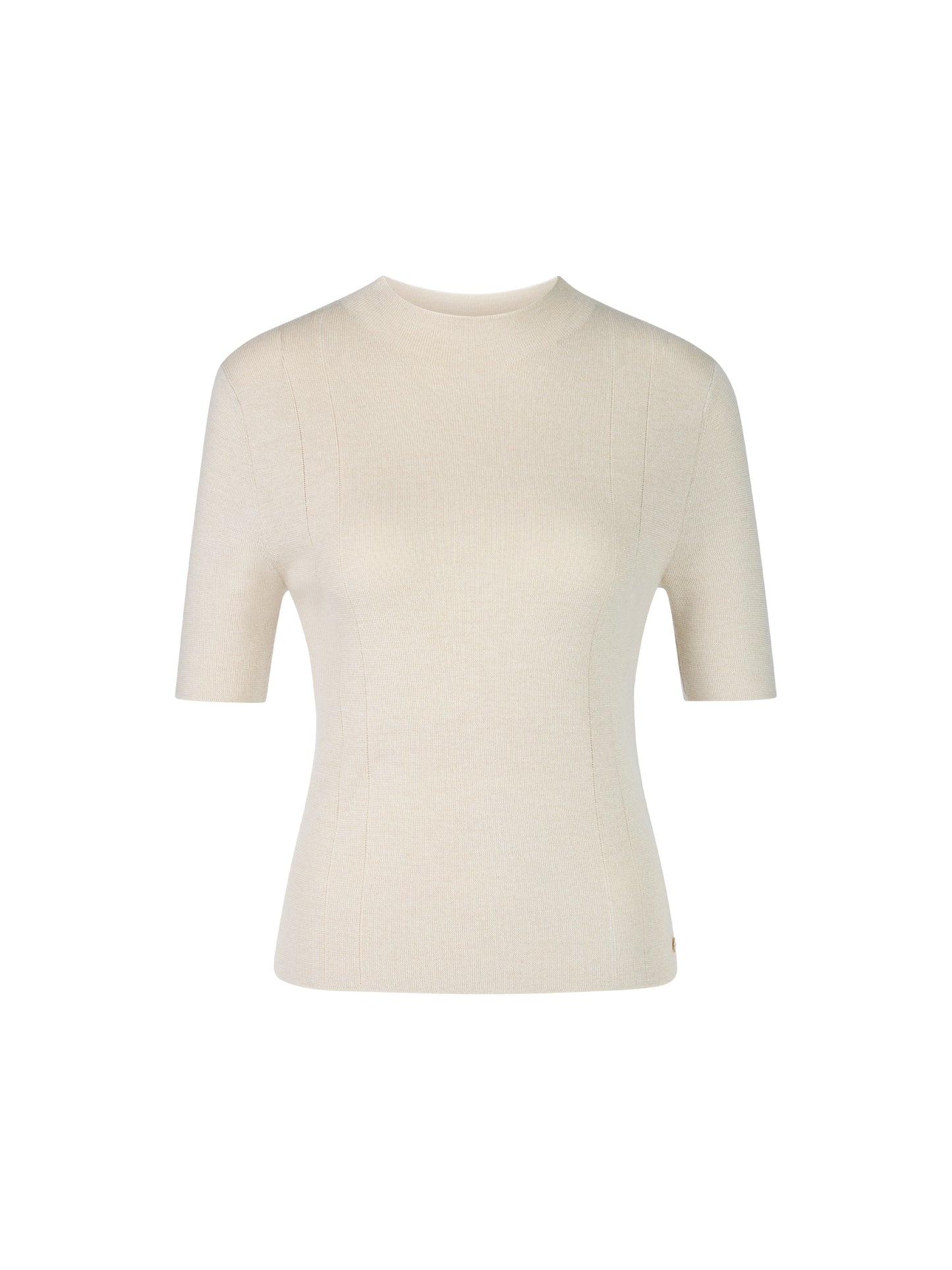SHIMMERING LUREX CREW KNIT S/SLEEVE TOP ECRU