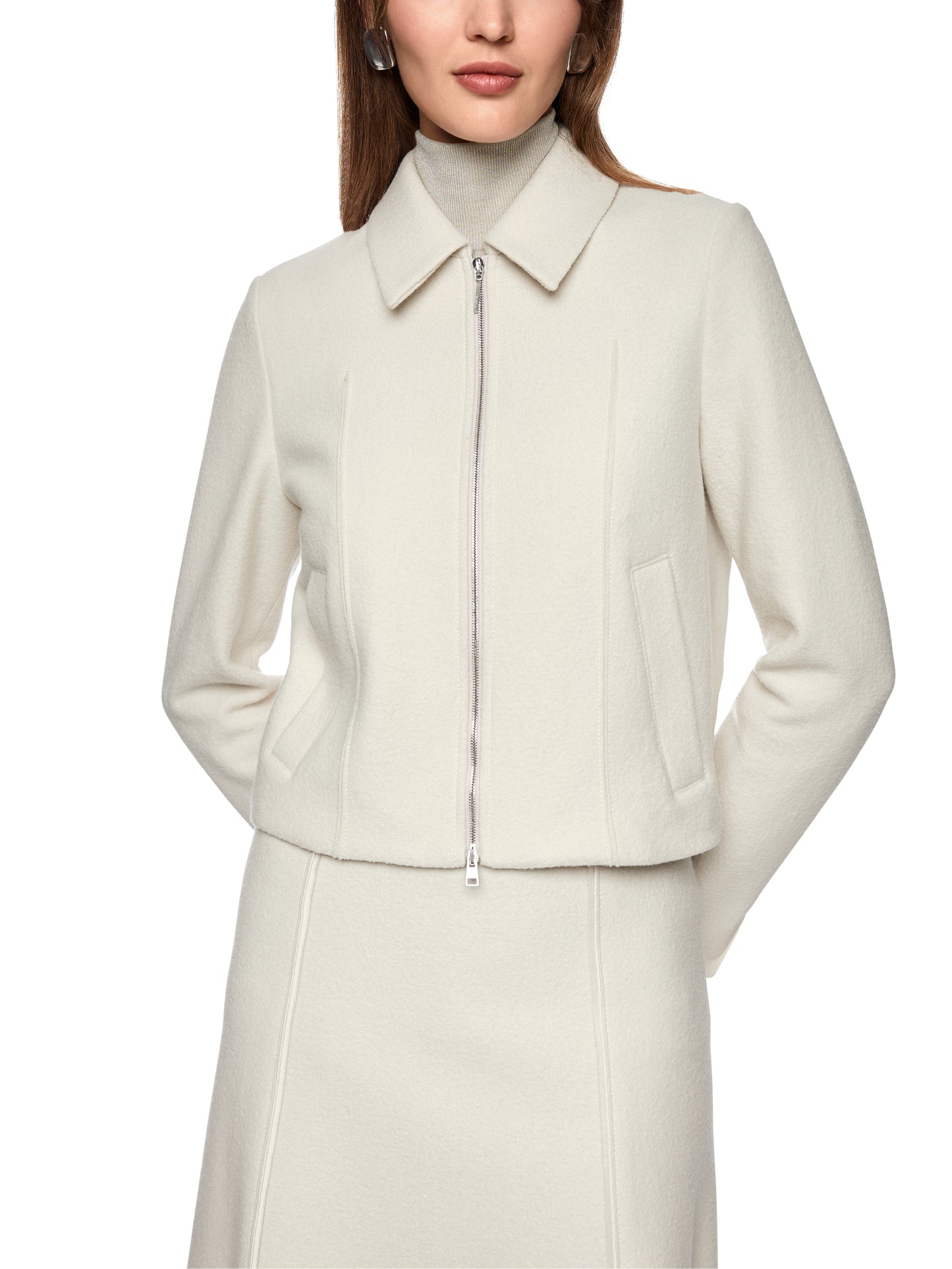 WOOL JACKET W ZIP SMOKE