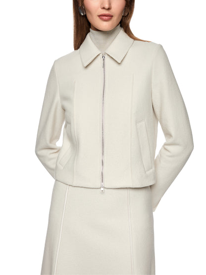 WOOL JACKET W ZIP SMOKE
