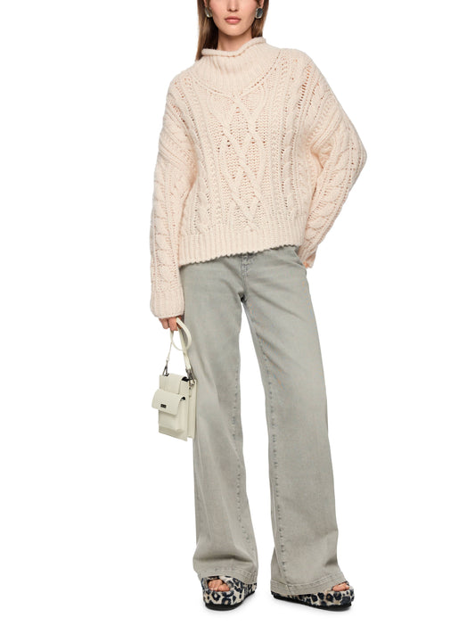 INTRICATE CABLE KNIT JUMPER  SMOKE