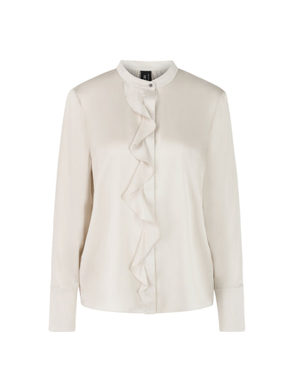 ELEGANT SILK BLOUSE W RUFFLE SMOKE