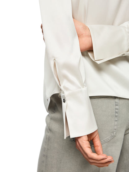ELEGANT SILK BLOUSE W RUFFLE SMOKE
