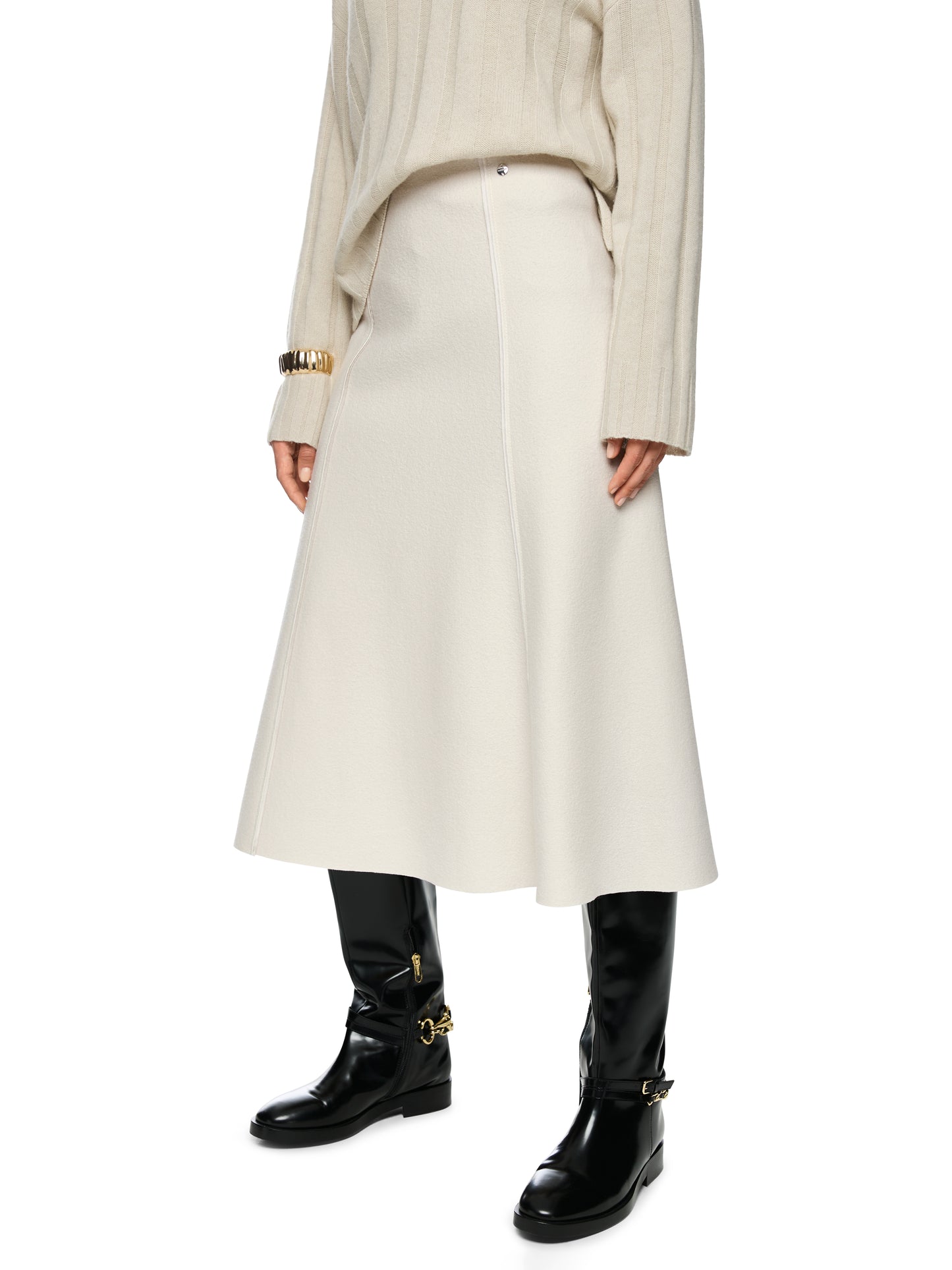 MIDI LENGTH WOOL SKIRT SMOKE