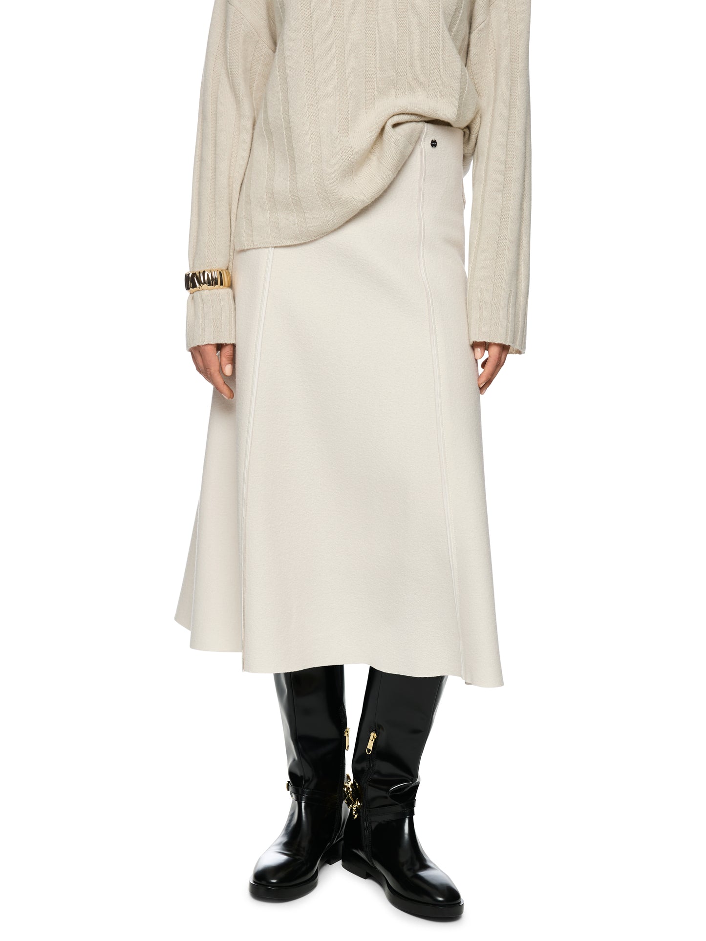 MIDI LENGTH WOOL SKIRT SMOKE