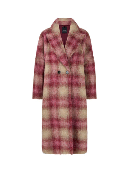 MAROON, PINK & BEIGE SOFT CHECKED COAT