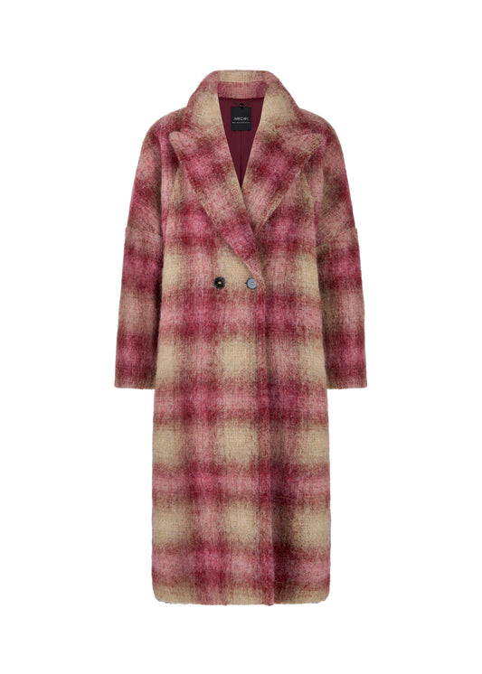 Maroon, Pink & Beige Soft Checked Coat at MOYA - view 1