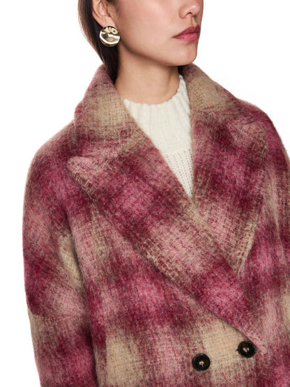 MAROON, PINK & BEIGE SOFT CHECKED COAT