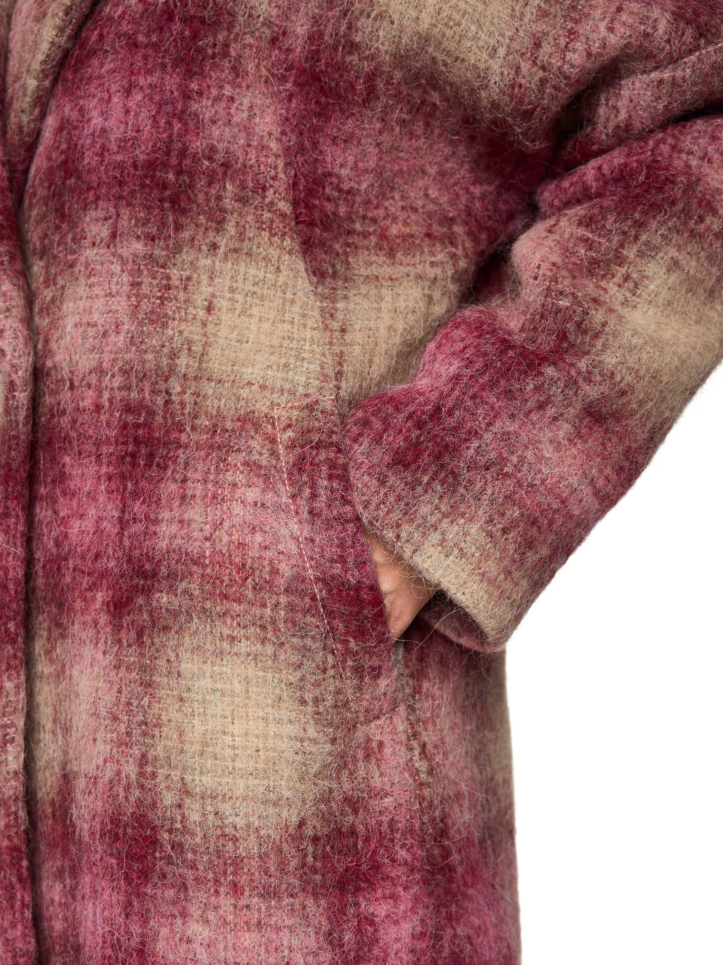 MAROON, PINK & BEIGE SOFT CHECKED COAT